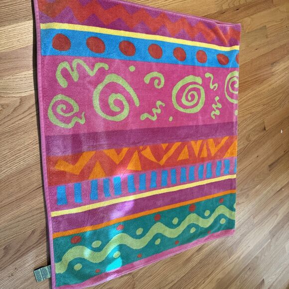 Vtg Cecil Saydah Beach Towels Set of 3 Colorful Patterns Stripes 63x33” Turtle - Picture 5 of 6